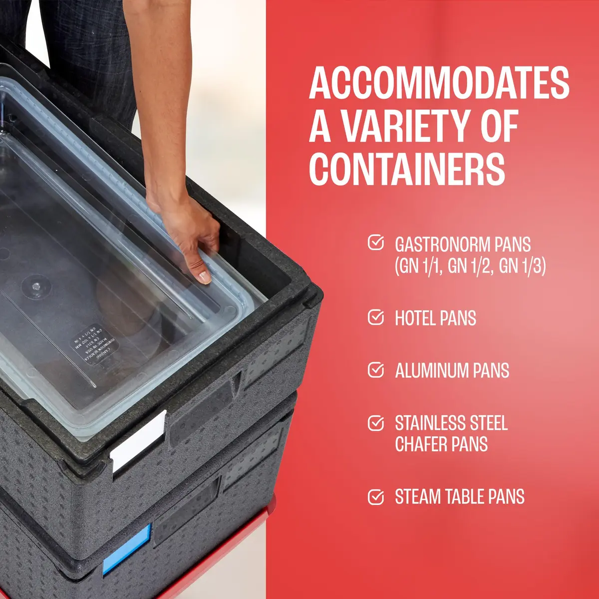 Cambro Cam GoBox Insulated Food Pan Carrier - 46L (45.4 Quarts) - Top Loader - Gray | Keeps Food Hot 4+ Hours - view 4