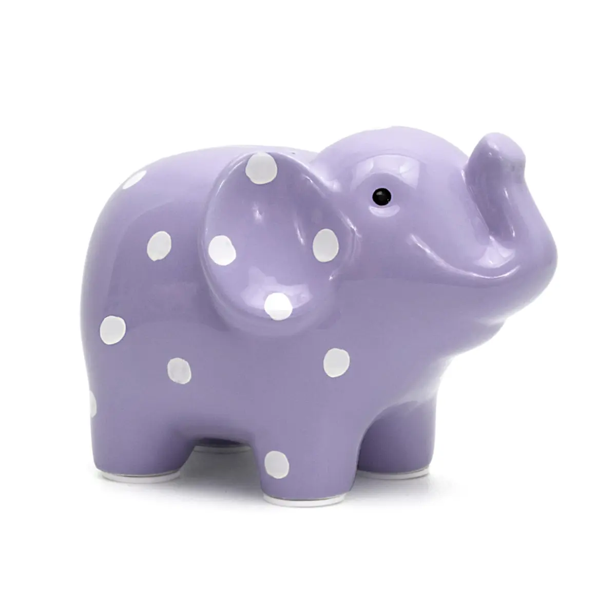 Child to Cherish Ceramic Polka Dot Elephant Piggy Bank for Girls, Lavender | Durable, Hand-Painted, Safe for Kids - main product image