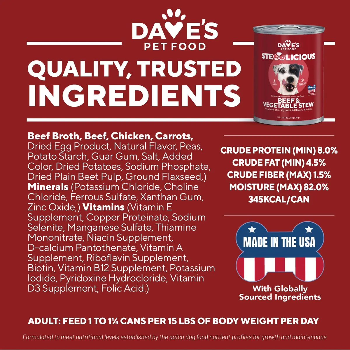 Dave's Pet Food Grain Free Wet Dog Food, Beef & Vegetable, 13.2 oz | High Protein, Grain-Free Nutrition - view 6