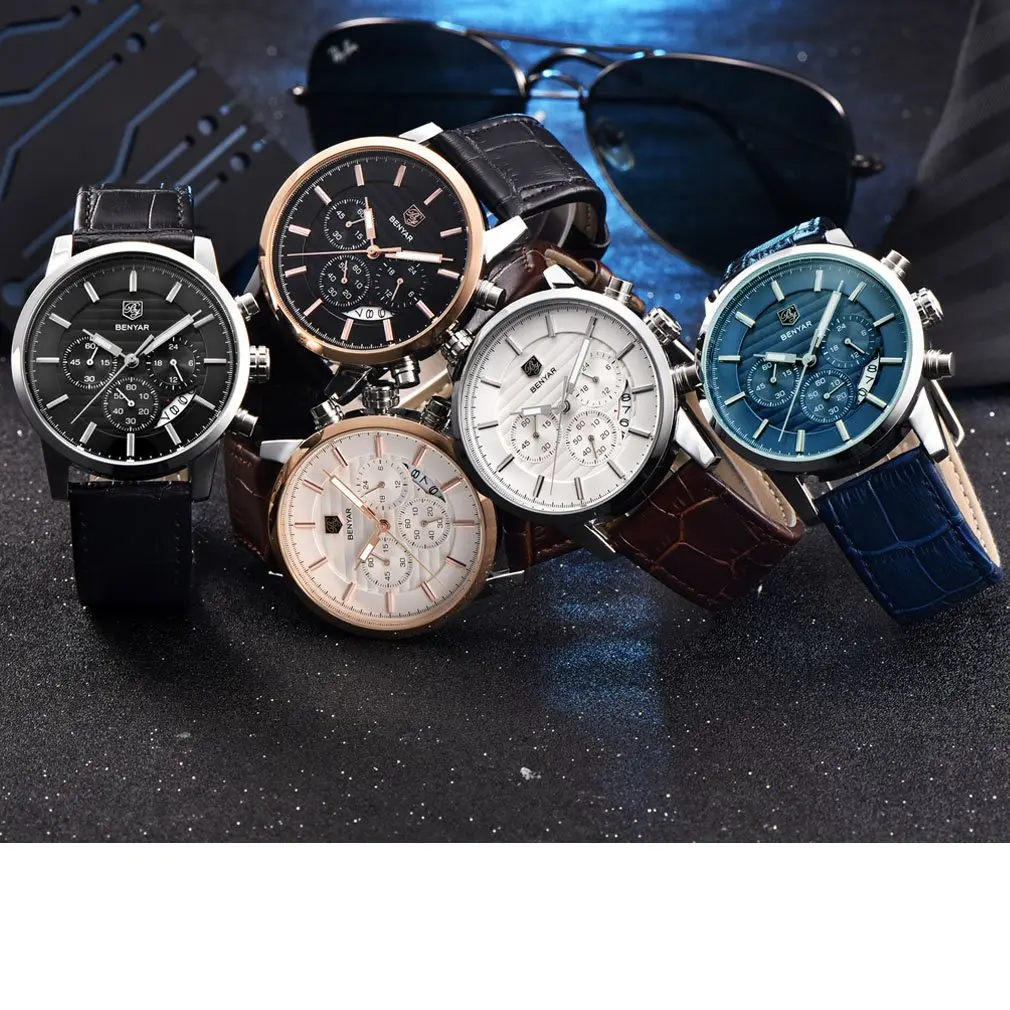 BY BENYAR Men's Analog Quartz Chronograph Watch 44mm (1.73 inch) | Water Resistant with Luminous Dial - view 5