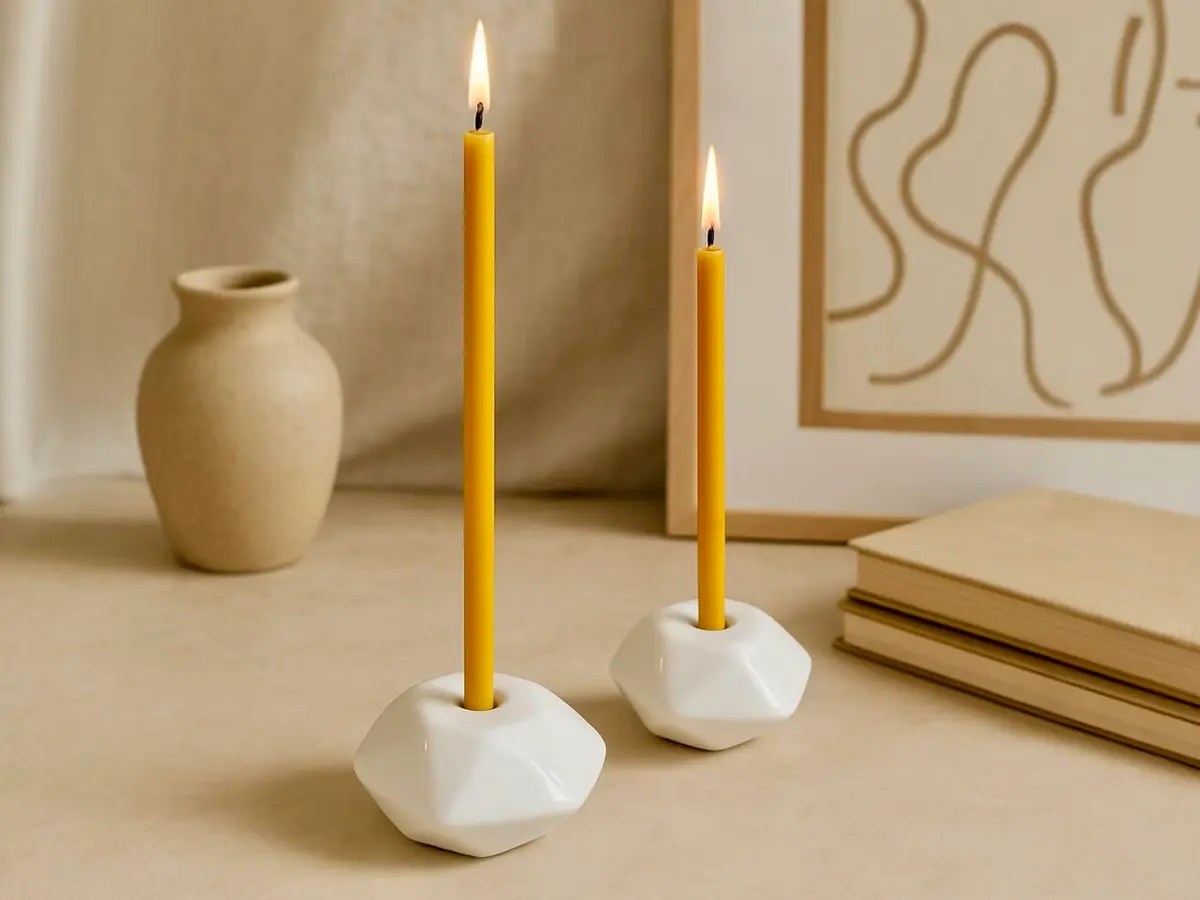Votprof Set of 2 Small White Ceramic Candleholders for Votprof Slim Taper Candles | Durable, Modern Design - view 4