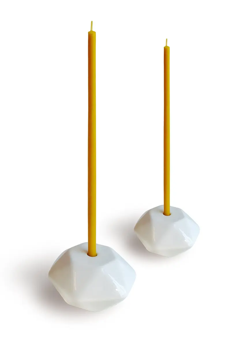 Votprof Set of 2 Small White Ceramic Candleholders for Votprof Slim Taper Candles | Durable, Modern Design - view 5