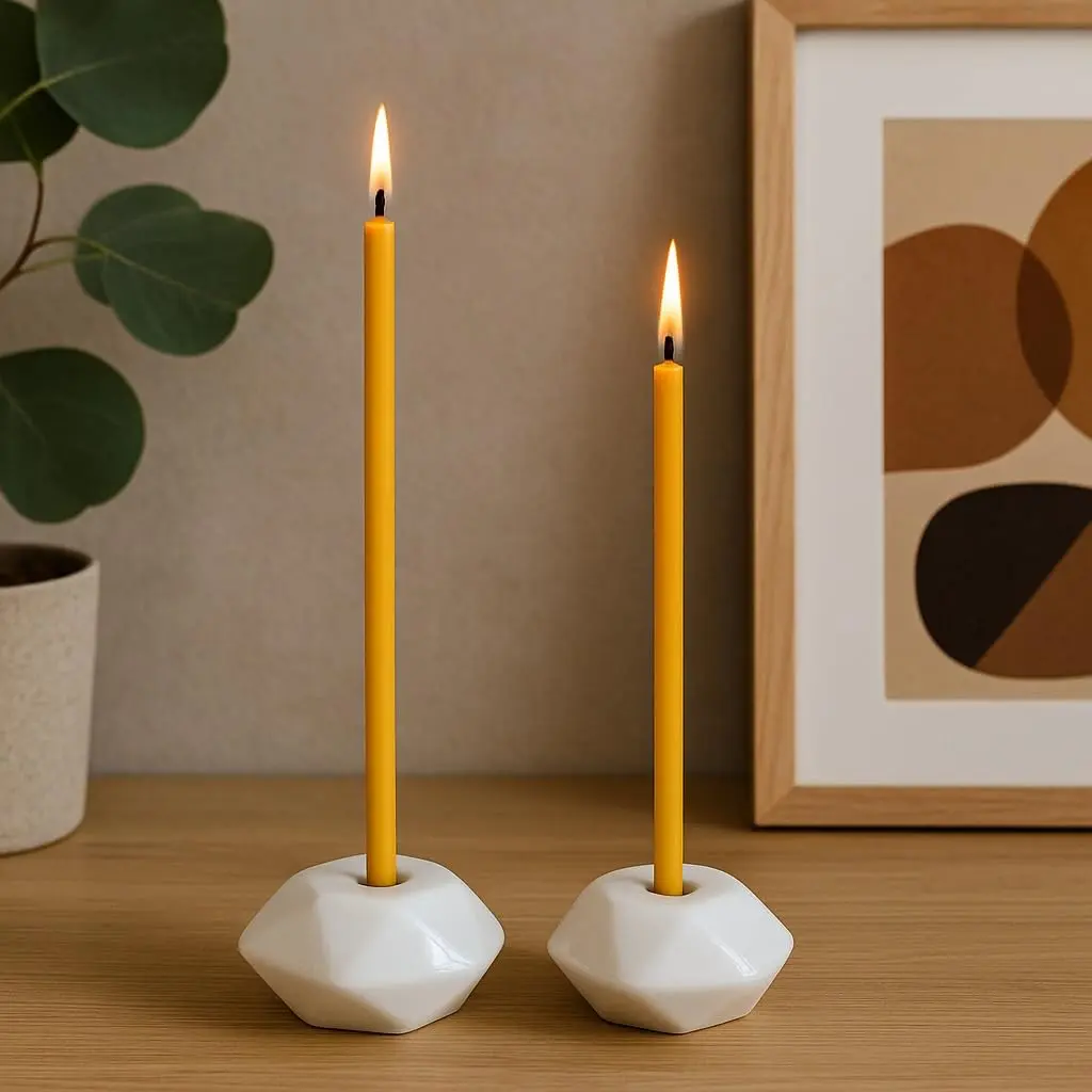 Votprof Set of 2 Small White Ceramic Candleholders for Votprof Slim Taper Candles | Durable, Modern Design - view 6
