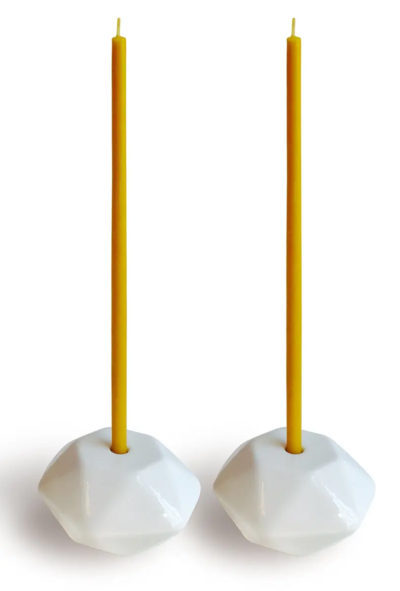 Votprof Set of 2 Small White Ceramic Candleholders for Votprof Slim Taper Candles | Durable, Modern Design - main product image
