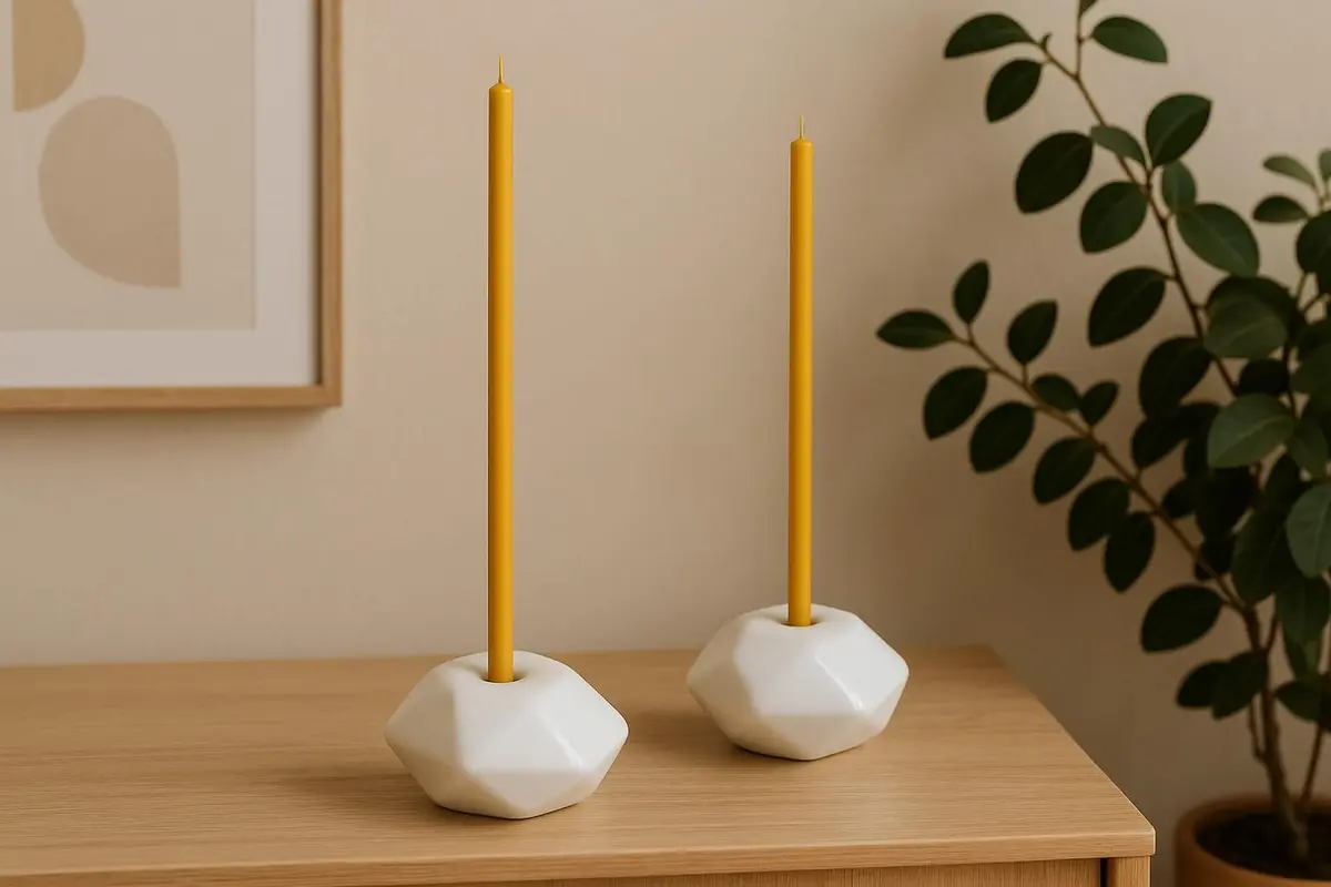 Votprof Set of 2 Small White Ceramic Candleholders for Votprof Slim Taper Candles | Durable, Modern Design - view 7