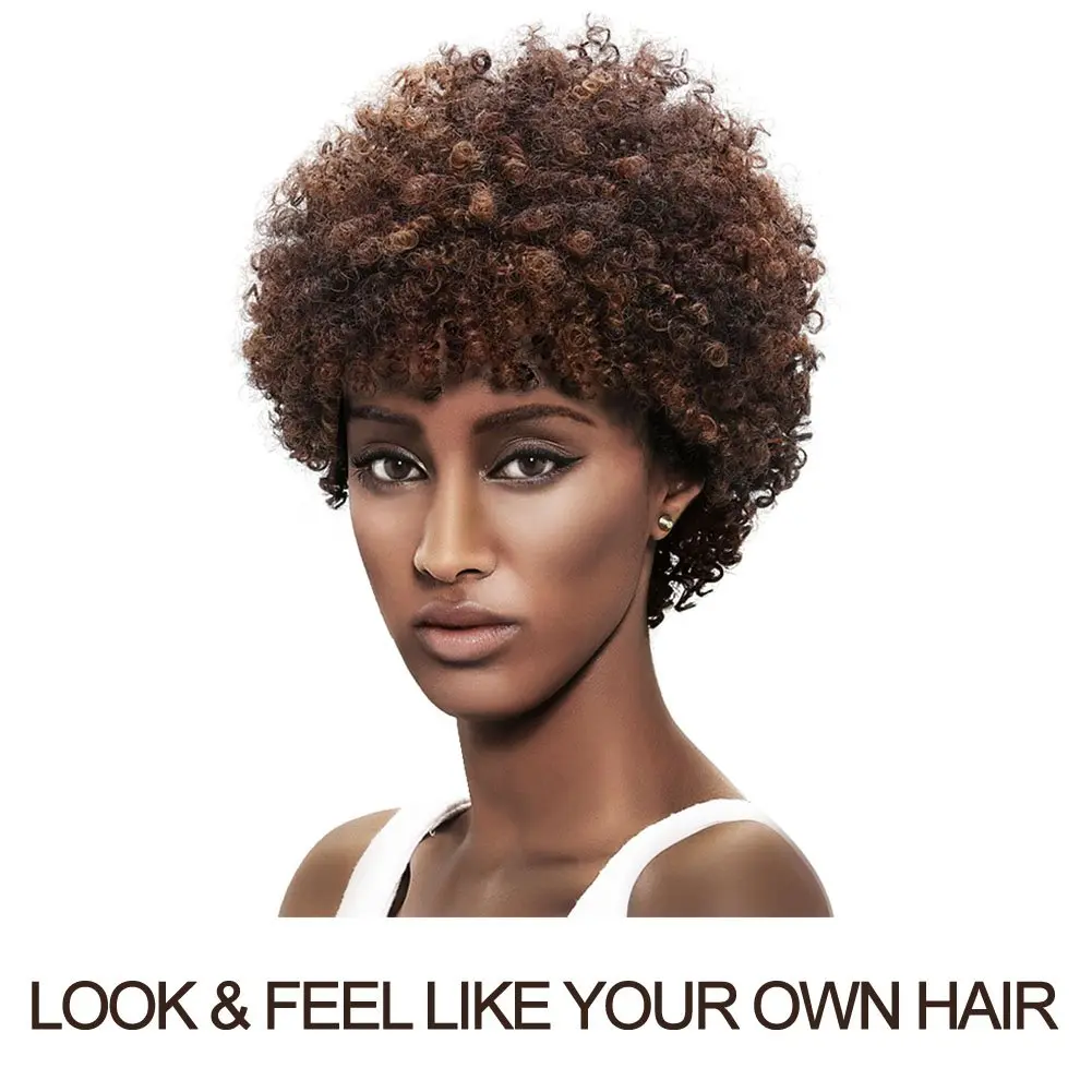 Style Icon Afro 5" Short Curly Wigs with 100% Brazilian Hair | Natural Feel & Look, Capless, 3-Color Mix - view 2