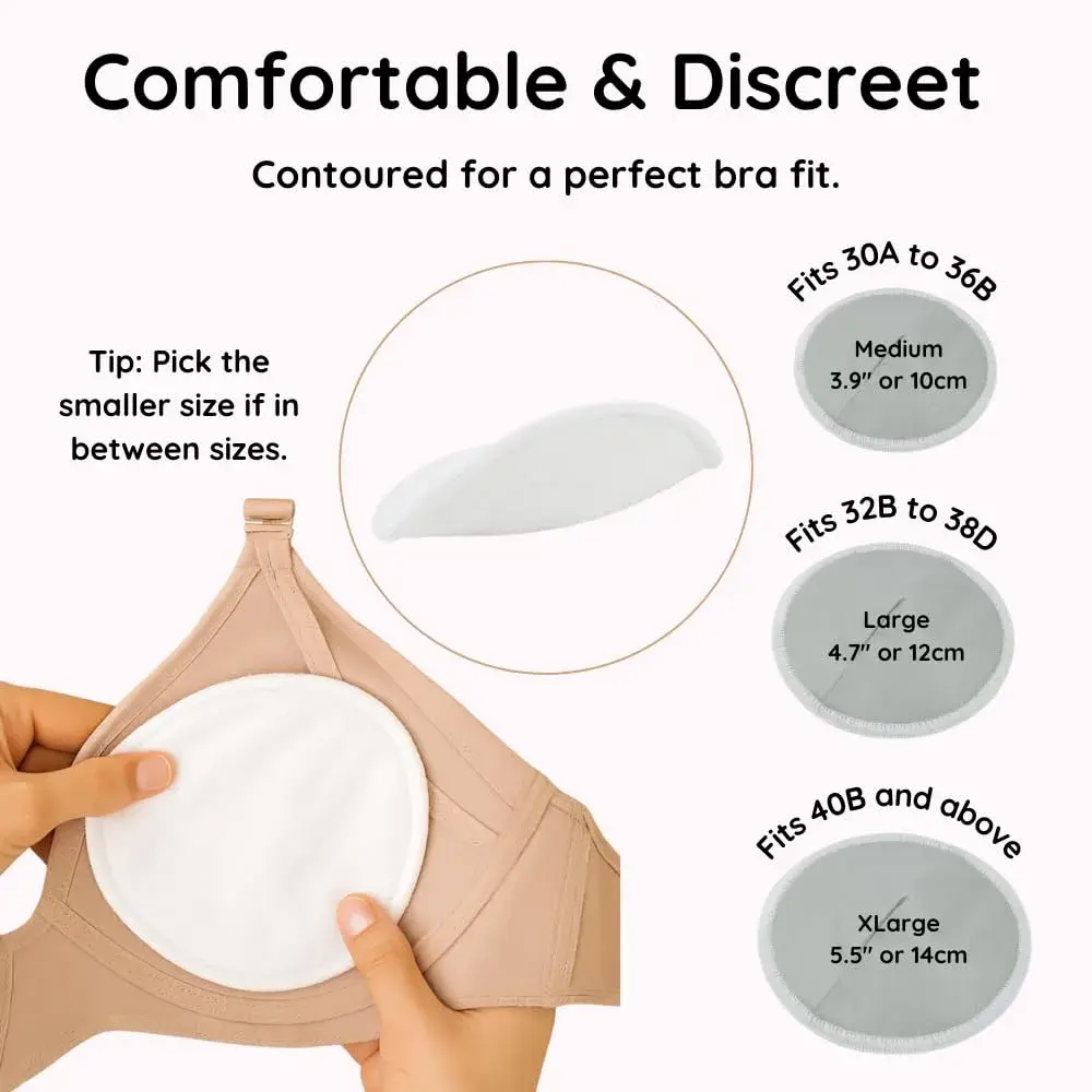 BABY BLISS Organic Nursing Pads Washable Bamboo Viscose Breastfeeding Pads 14 Count (Pastel Touch, 3.9") | Triple-Layer Leak Protection - view 3