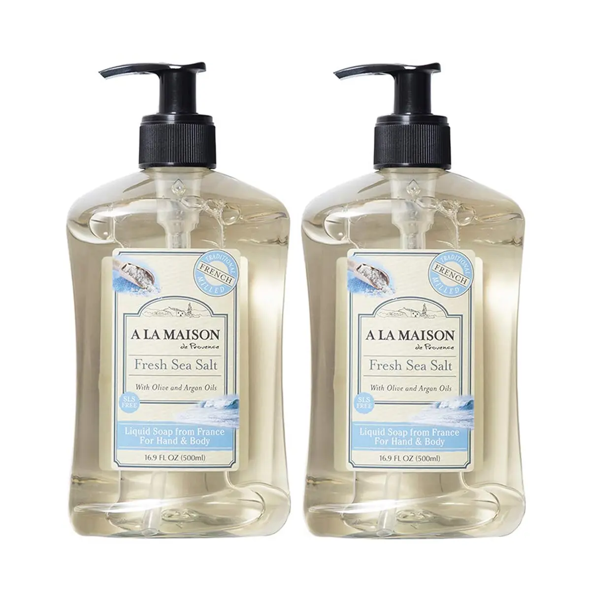 A LA MAISON Fresh Sea Salt French Liquid Hand Soap 16.9 oz | Natural, Vegan & Biodegradable - main product image