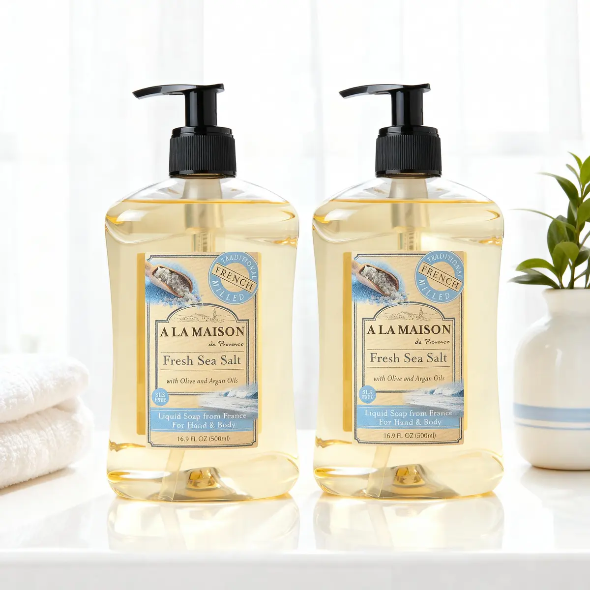A LA MAISON Fresh Sea Salt French Liquid Hand Soap 16.9 oz | Natural, Vegan & Biodegradable - view 3