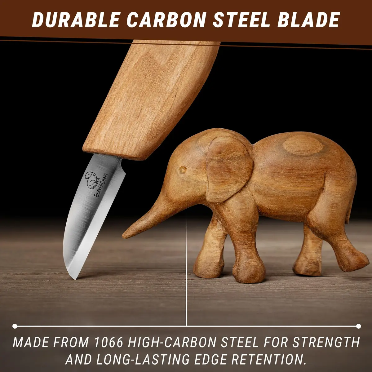BeaverCraft Whittling Knife C2 6.5" (16.5cm) | Carbon Steel Detail Carving Tool for Beginners - view 5