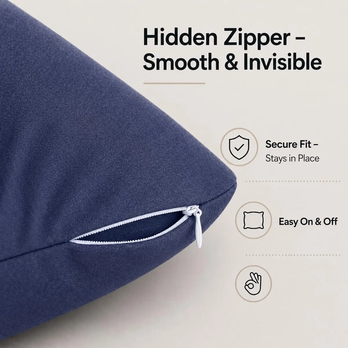 EVOLIVE Microfiber Body Pillow Cover 21"x54" Navy | Ultra Soft & Breathable - view 5