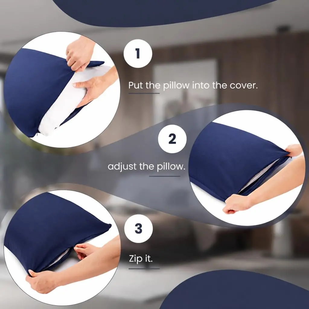 EVOLIVE Microfiber Body Pillow Cover 21"x54" Navy | Ultra Soft & Breathable - view 6