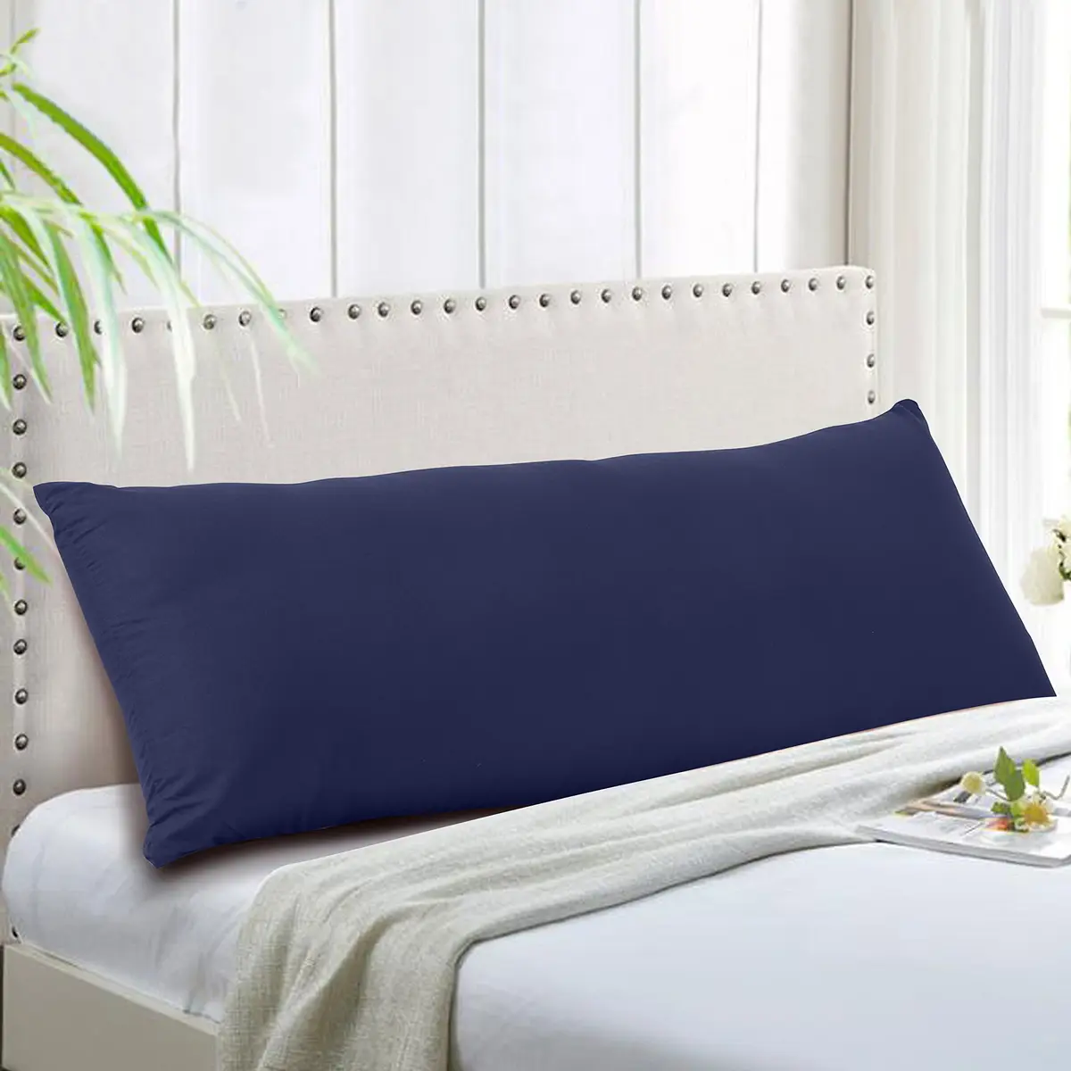 EVOLIVE Microfiber Body Pillow Cover 21"x54" Navy | Ultra Soft & Breathable - view 7