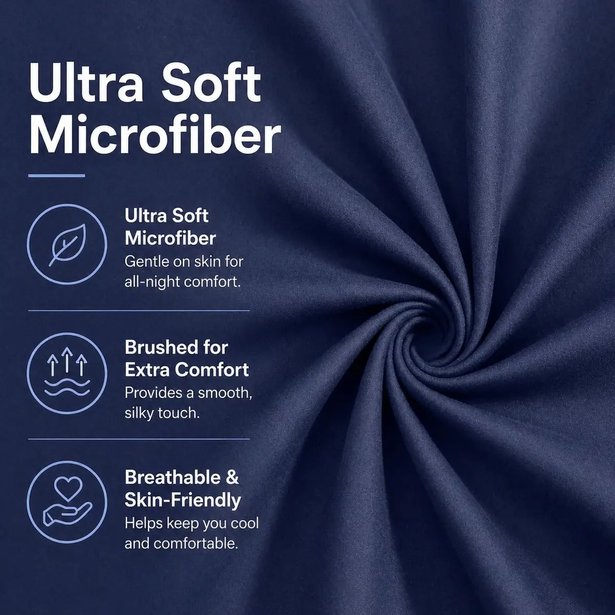 EVOLIVE Microfiber Body Pillow Cover 21"x54" Navy | Ultra Soft & Breathable - view 4