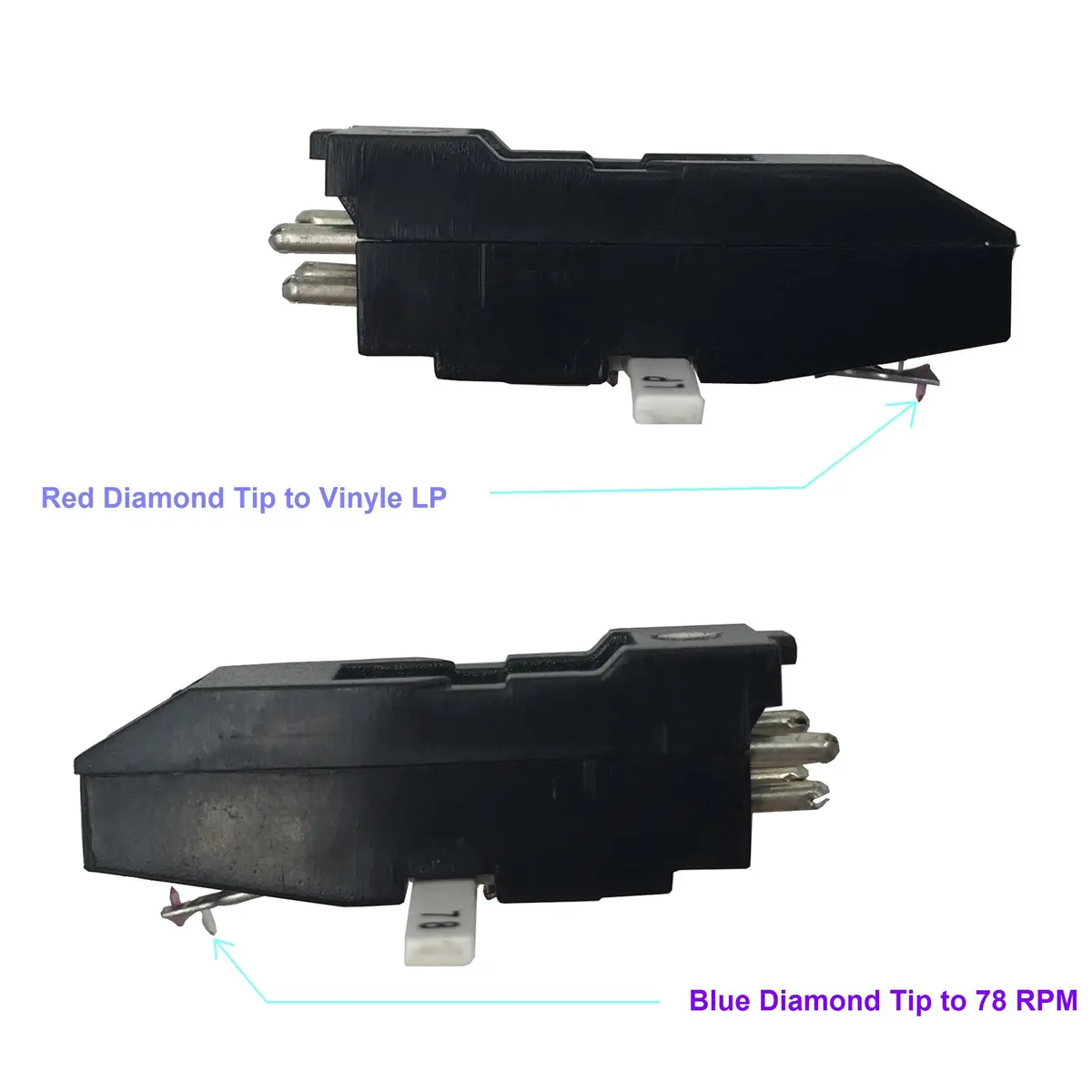 banpa Turntable Cartridge Replacement BP2ATC | Dual-Side Red & Blue Diamond Tips for Vinyl LP & 78 RPM Record Player - view 3