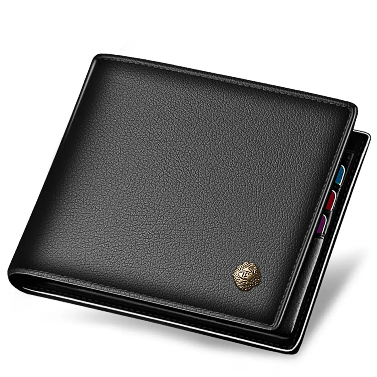 LAORENTOU Genuine Leather Bifold Wallet for Men with Zipper Coin Pocket & ID Window | 11cm x 9.5cm x 2cm - main product image