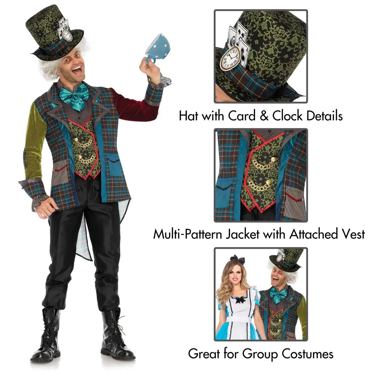 Leg Avenue Adult Costumes X-Large | Wonderland Mad Hatter Costume with Velvet & Brocade (70-120 chars) - view 2