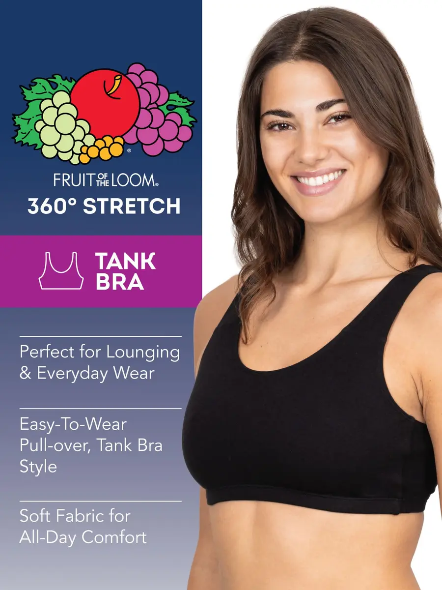 Fruit of the Loom Womens Built Up Tank Style Sports Bra | Cotton Support & Comfort (70-120 chars) - view 2