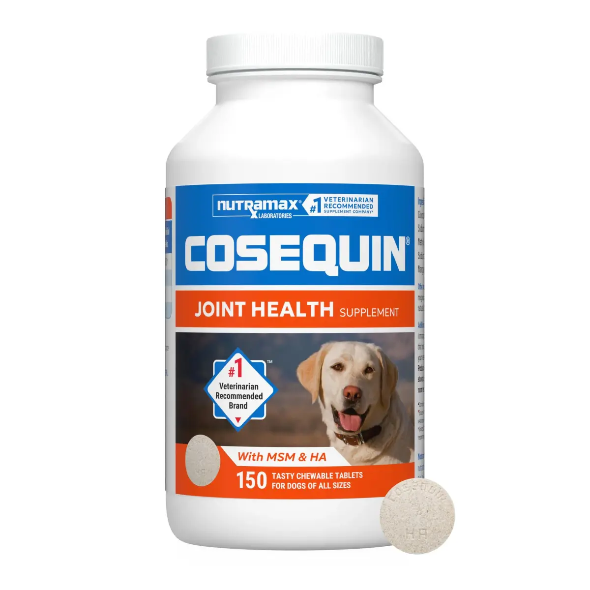 Nutramax Cosequin Joint Supplement for Dogs, MSM+HA, Chew Tablets, 150 Count (6.75 oz / 191 g) | Vet Recommended for Joint Health - main product image