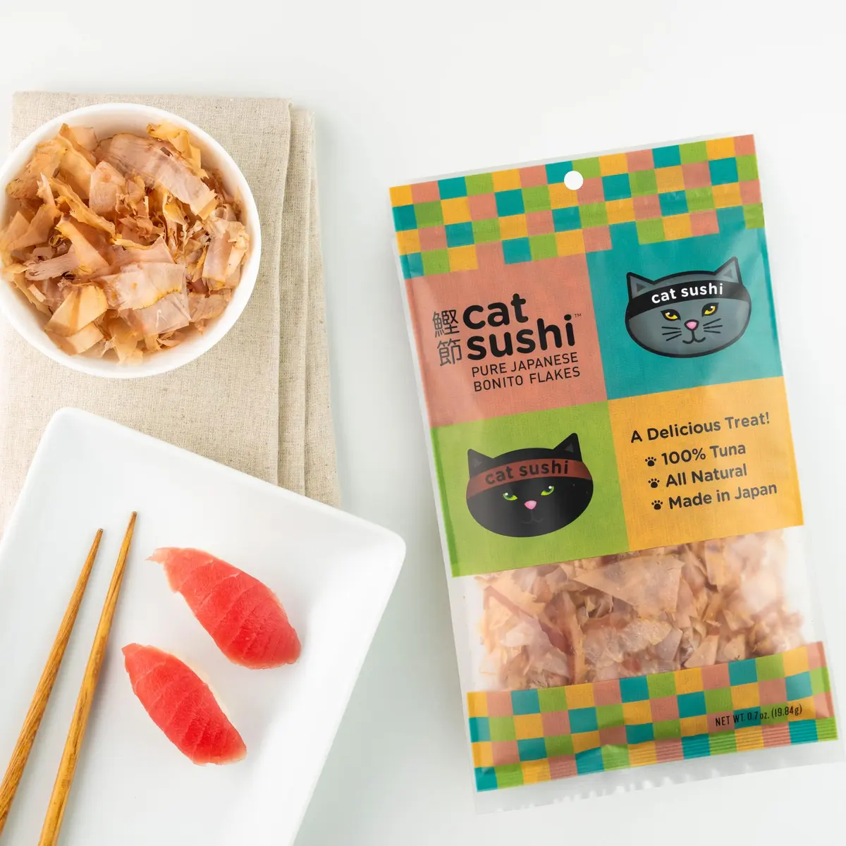 Cat Sushi Bonito Flakes Thick Cut 0.7 oz | Pure Japanese Tuna Treat for Cats - view 2