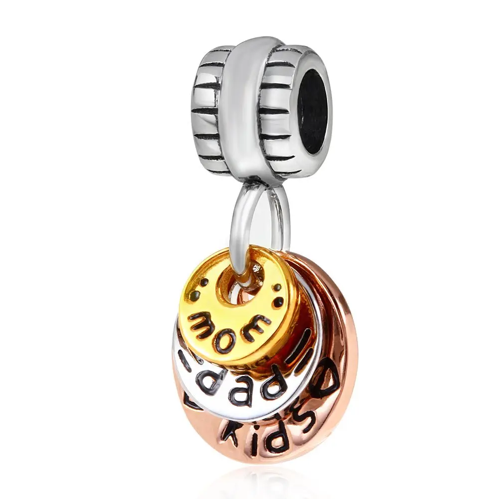 CharmsJewelry Rose Gold Charm 925 Sterling Silver | Elegant Mom Dad Bead for Charms Bracelet - main product image