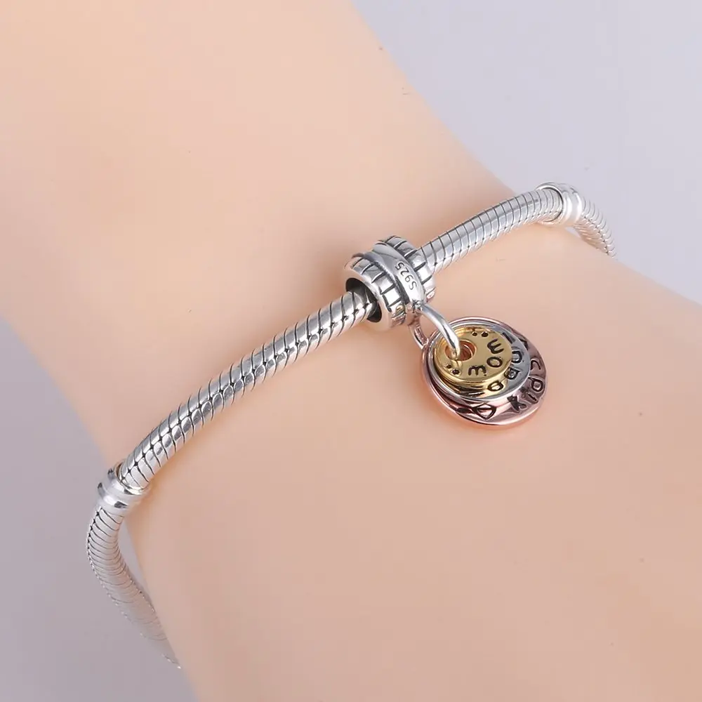 CharmsJewelry Rose Gold Charm 925 Sterling Silver | Elegant Mom Dad Bead for Charms Bracelet - view 5