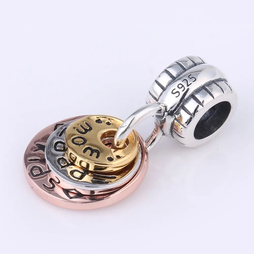 CharmsJewelry Rose Gold Charm 925 Sterling Silver | Elegant Mom Dad Bead for Charms Bracelet - view 2