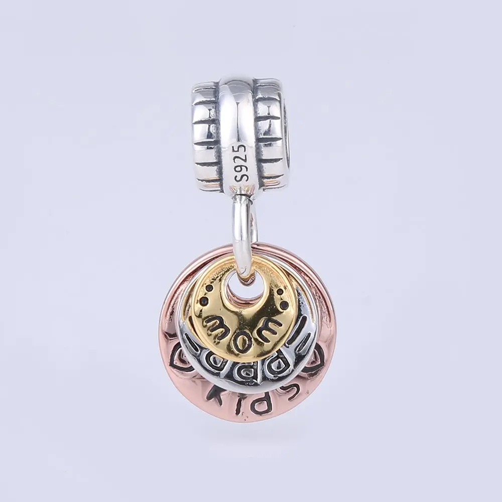 CharmsJewelry Rose Gold Charm 925 Sterling Silver | Elegant Mom Dad Bead for Charms Bracelet - view 3