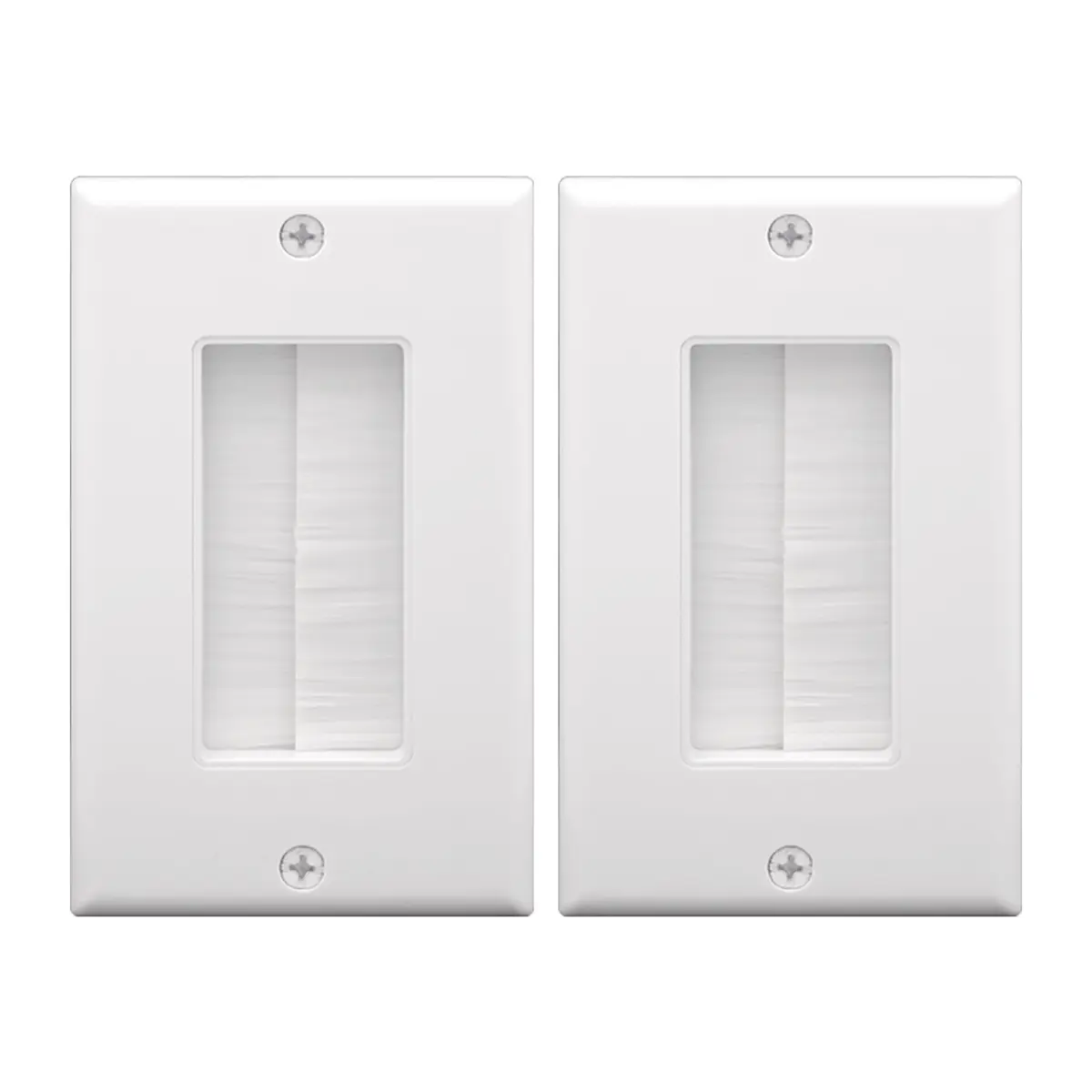 VCE White Decorator Brush Wall Plate for Low Voltage Cables, Single Gang 2-Pack | Clean Cable Management for Wall-Mounted TVs - main product image