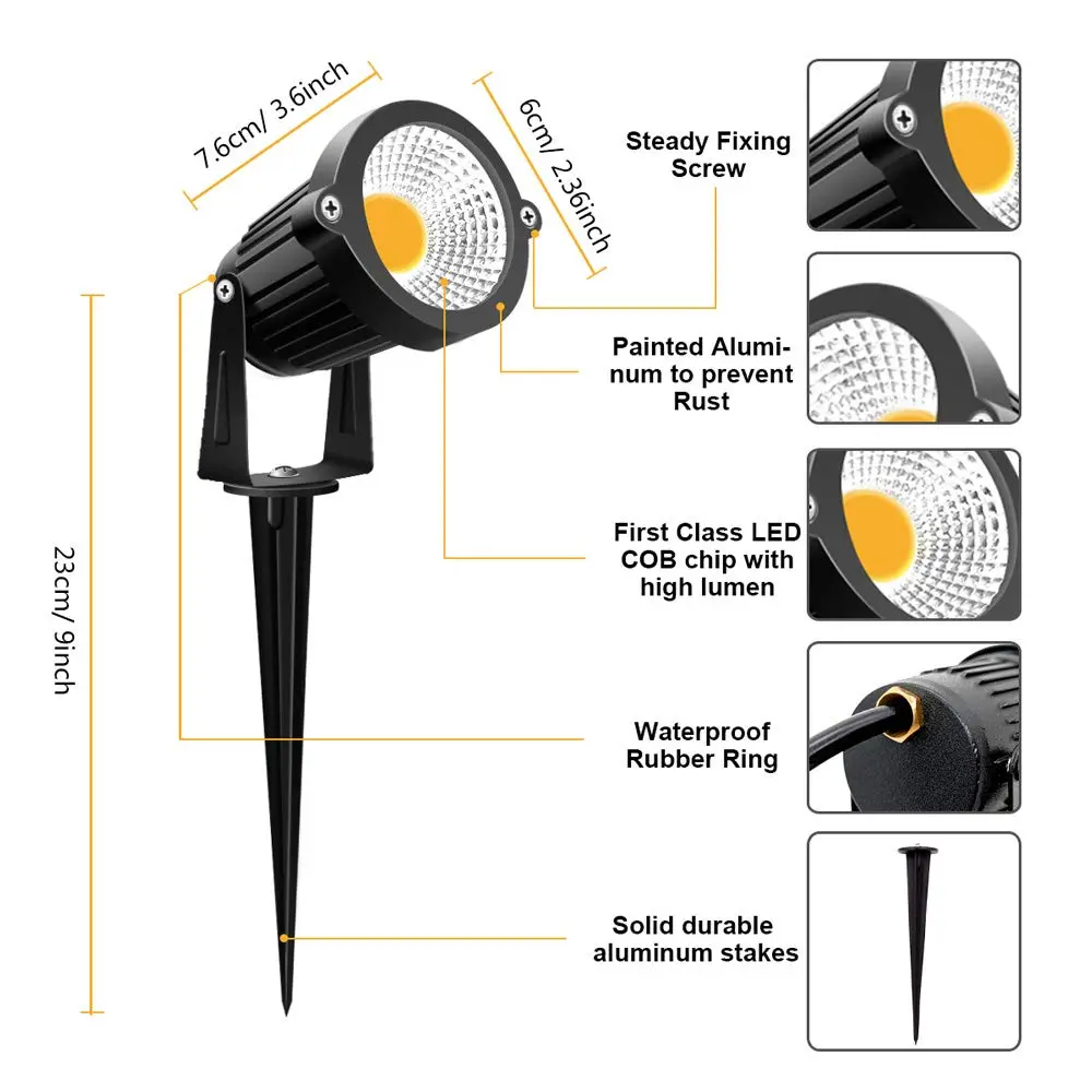 ZUCKEO Low Voltage Landscape Lights LED Landscape Lighting 12V 8 Pack | Waterproof Warm White Garden Spotlights - view 3