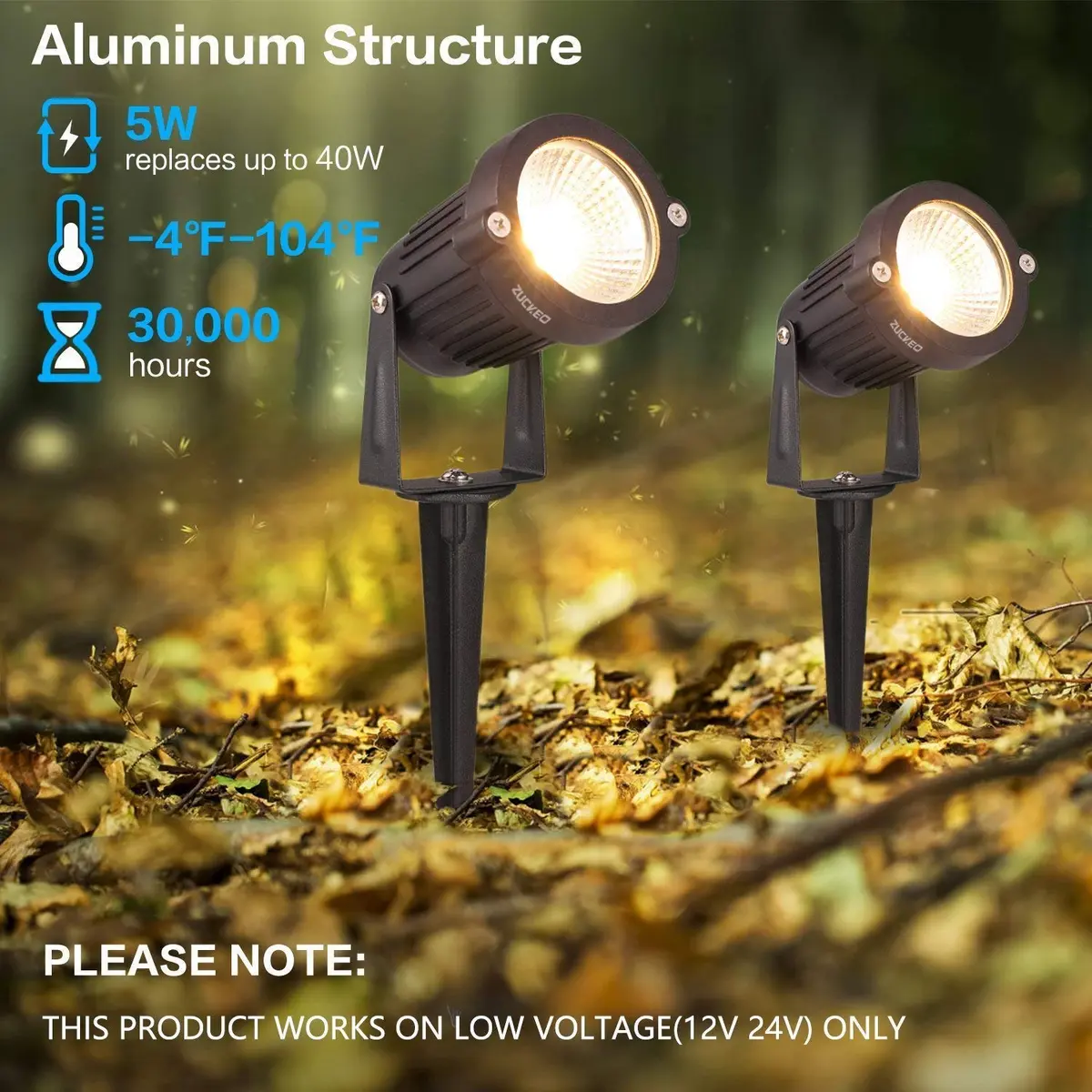 ZUCKEO Low Voltage Landscape Lights LED Landscape Lighting 12V 8 Pack | Waterproof Warm White Garden Spotlights - view 4