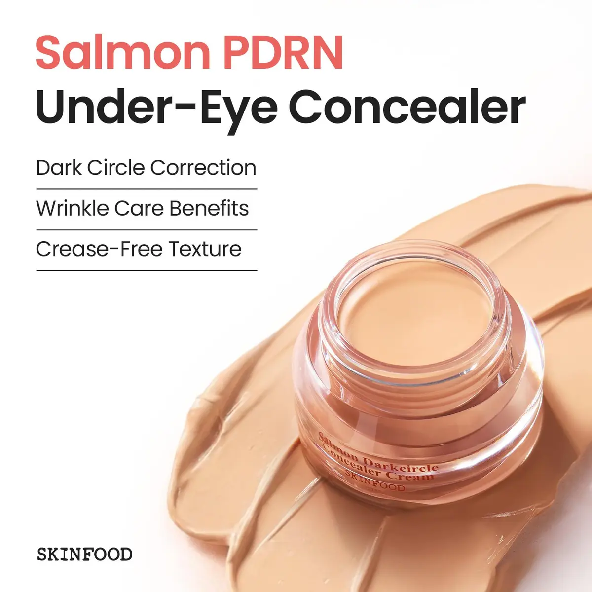 SKINFOOD Salmon PDRN Dark Circle Concealer Cream - 2 Beige, Full Coverage, 10 g | Brightens & Hides Dark Circles - view 2