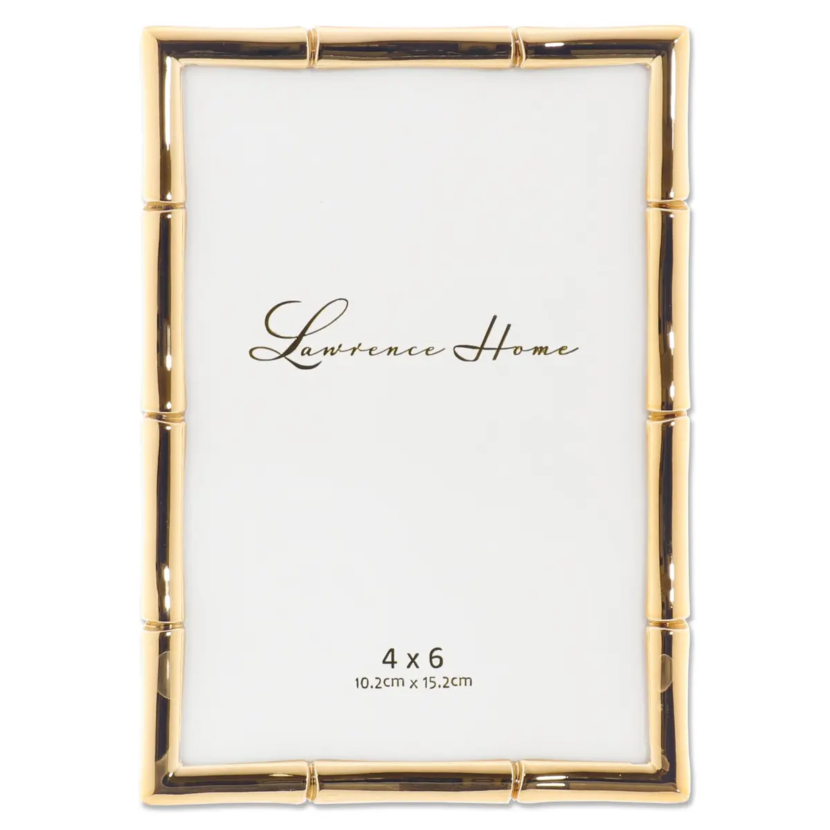 Lawrence 712246 4x6 Gold Metal Picture Frame with Bamboo Design | Elegant Wall & Tabletop Decor - main product image