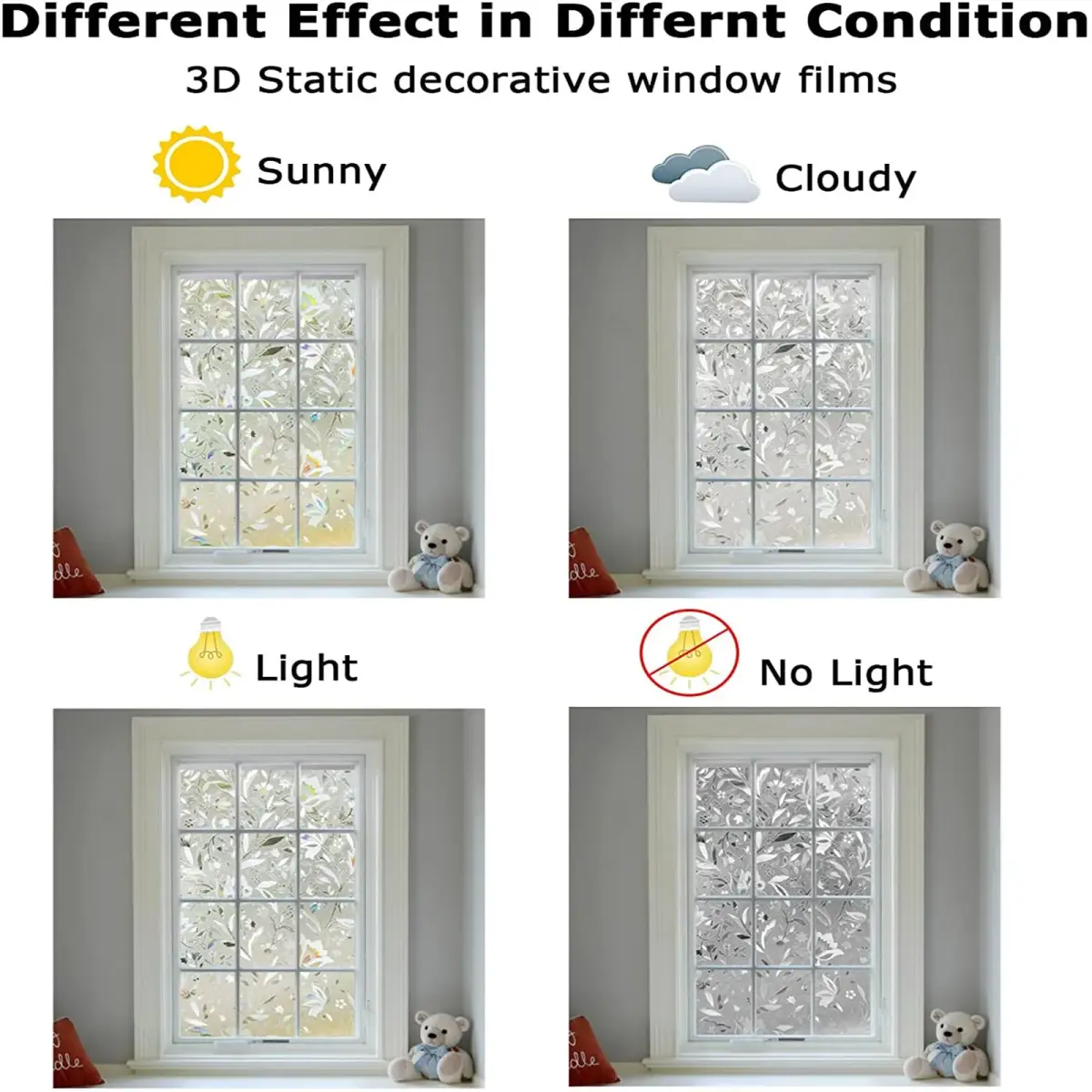 LEMON CLOUD Tulip Stained Glass Window Film 55.7 sq m (19.34 Sq Ft) | Static Cling Privacy & UV Protection - view 5