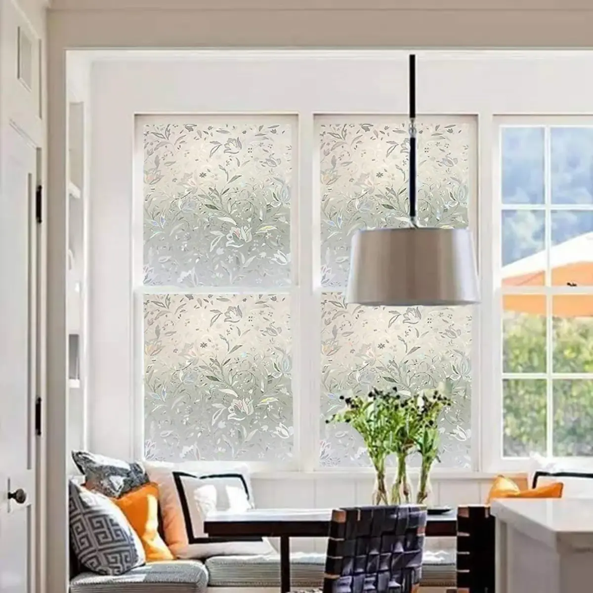 LEMON CLOUD Tulip Stained Glass Window Film 55.7 sq m (19.34 Sq Ft) | Static Cling Privacy & UV Protection - view 2