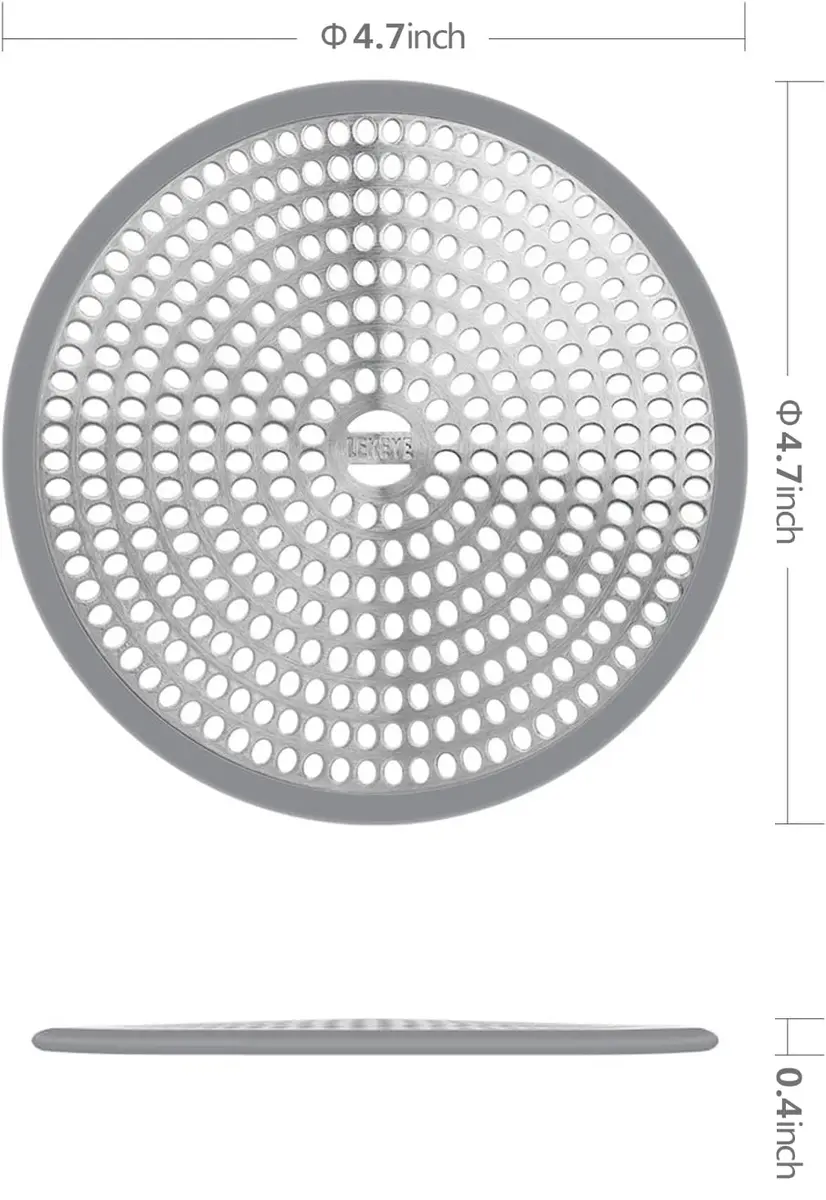 LEKEYE Shower Hair Catcher Drain Protector Strainer Steel & Silicone 2 Pack | Fits Standard Drains - view 4