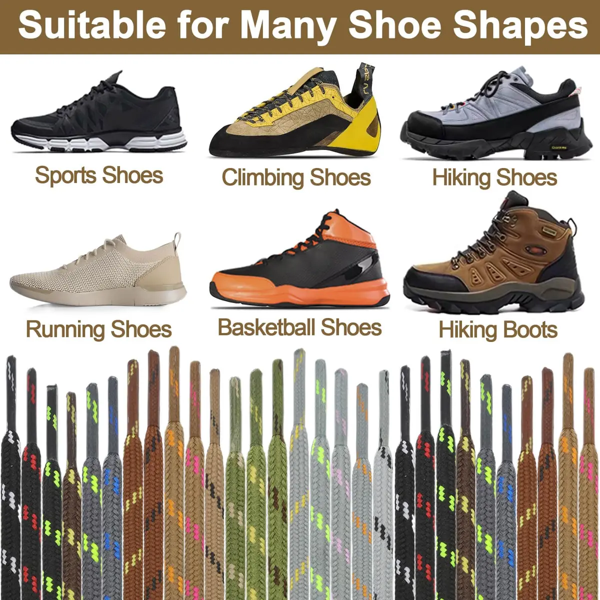 DELELE Round Work Boot Laces 63 Inch (160cm) Black White | 2 Pairs Heavy Duty Polyester Shoelaces - view 5