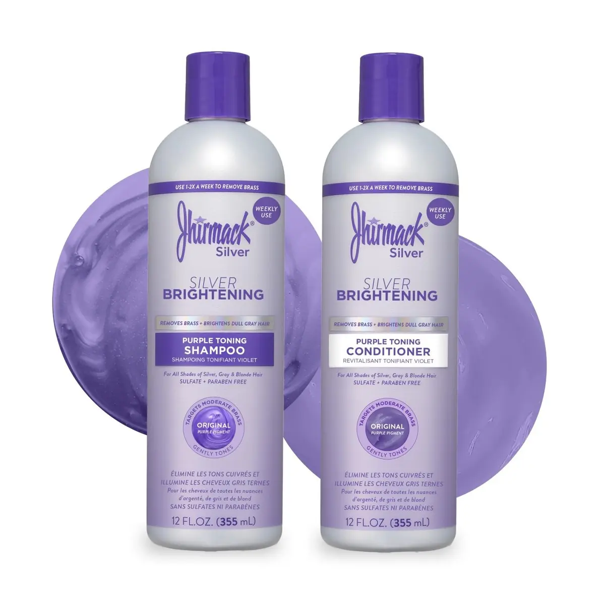 Jhirmack Silver Brightening Purple Shampoo & Conditioner Set, 12 oz | Brightens Gray & Silver Hair - main product image