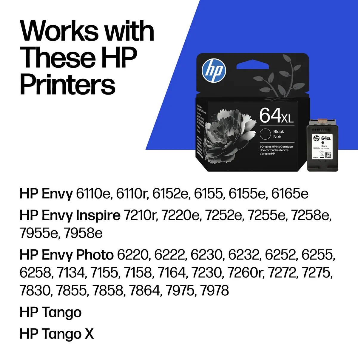 HP 64XL Black High-Yield Ink Cartridge | 600 Pages (Approx.) | Fade-Resistant Documents - view 2