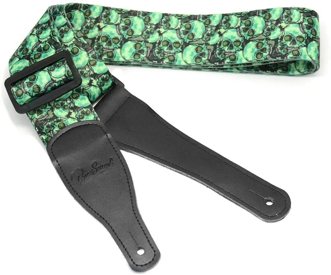 BestSounds Skull Guitar Strap & Genuine Leather Ends | Adjustable 2" Wide, Suitable for Bass, Electric & Acoustic Guitars - view 6