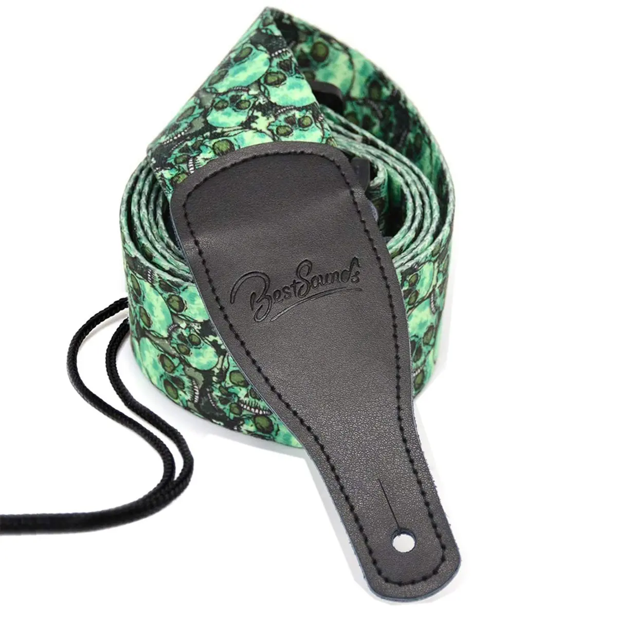 BestSounds Skull Guitar Strap & Genuine Leather Ends | Adjustable 2" Wide, Suitable for Bass, Electric & Acoustic Guitars - main product image