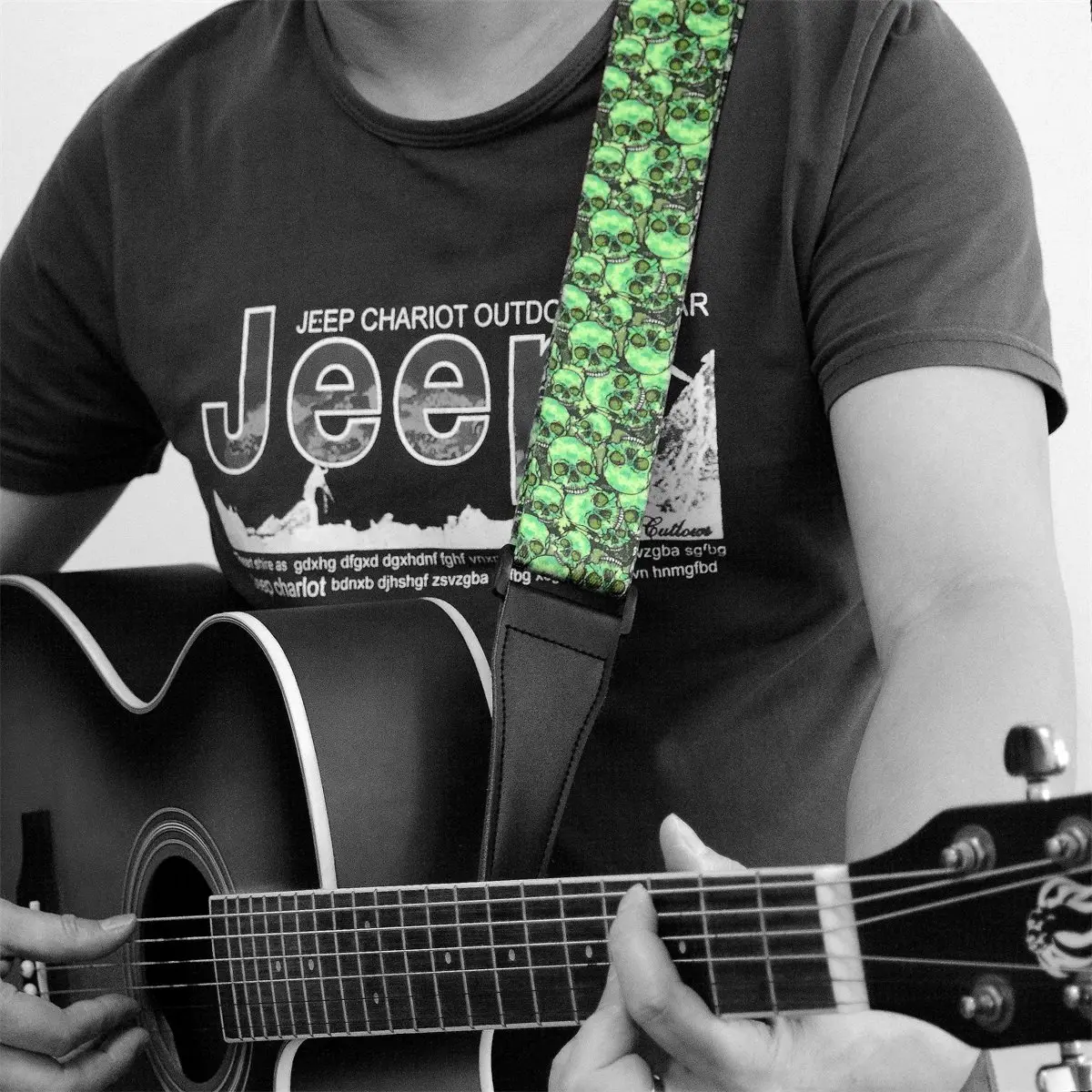 BestSounds Skull Guitar Strap & Genuine Leather Ends | Adjustable 2" Wide, Suitable for Bass, Electric & Acoustic Guitars - view 7