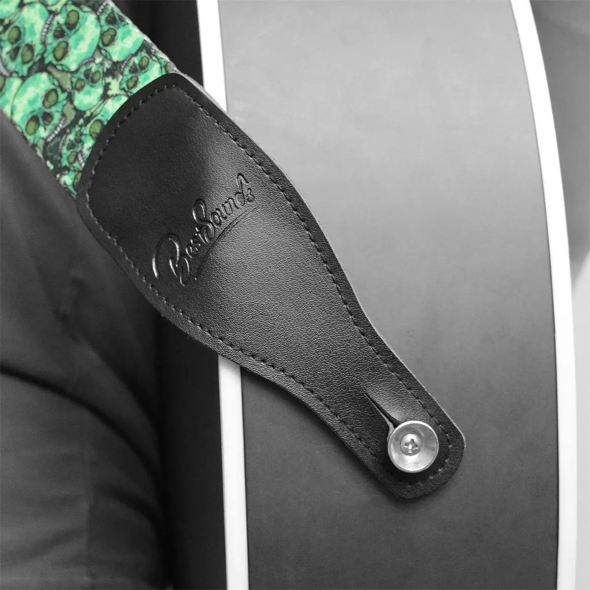 BestSounds Skull Guitar Strap & Genuine Leather Ends | Adjustable 2" Wide, Suitable for Bass, Electric & Acoustic Guitars - view 9