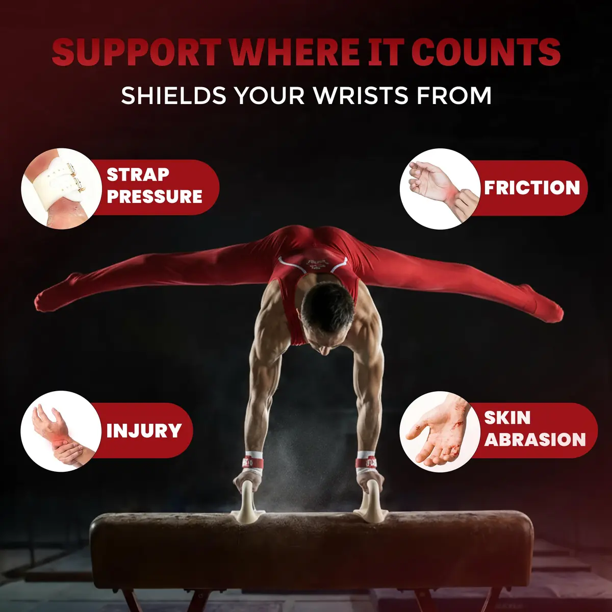 Reisport Gymnastics Wristband White Unisex 5 inch (11.4 cm) Sweat-Wicking | Trusted by Gymnasts Worldwide - view 3