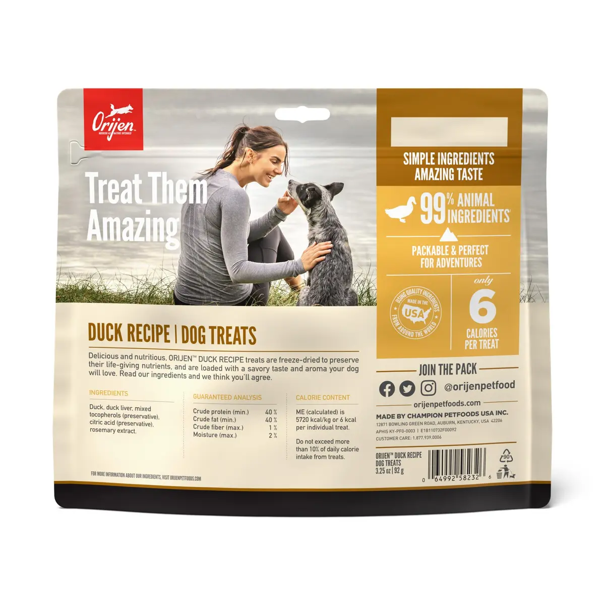 ORIJEN WHOLEPREY Freeze Dried Dog Treats Free-Run Duck 3.25oz | High Protein, Nutrients Locked In - view 2