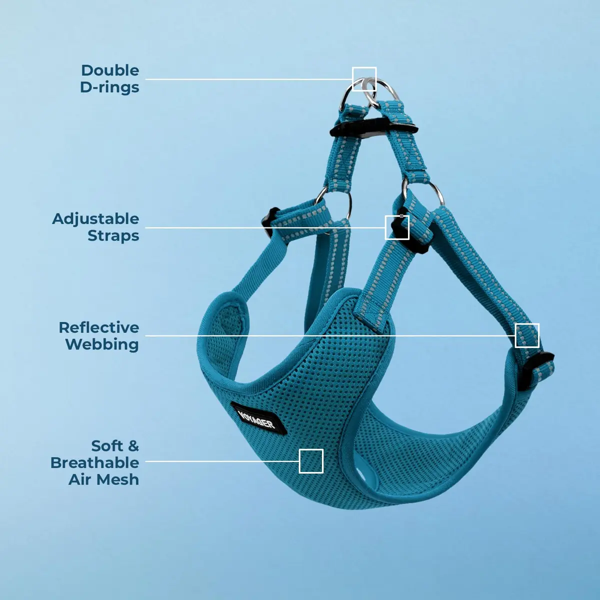 Best Pet Supplies Voyager Step-in Flex Dog Harness - Turquoise, Medium | Adjustable, Breathable & Reflective - view 3