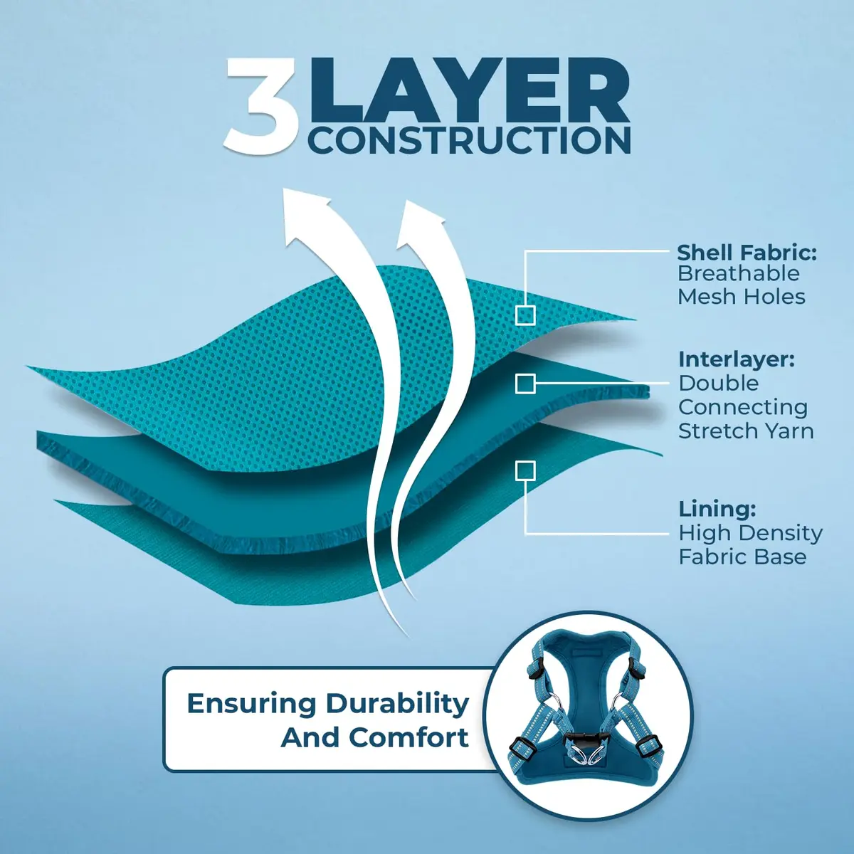 Best Pet Supplies Voyager Step-in Flex Dog Harness - Turquoise, Medium | Adjustable, Breathable & Reflective - view 4