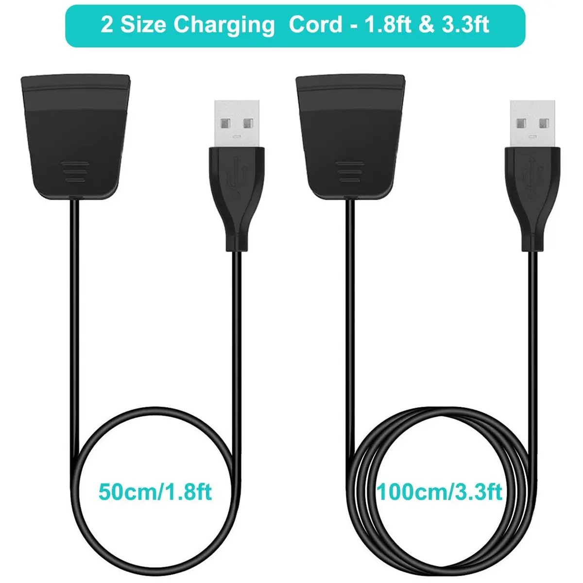 Kissmart 2-Pack Charger for Fitbit Alta HR Activity Tracker 1.8ft & 3.3ft | Fast & Safe Charging - view 3