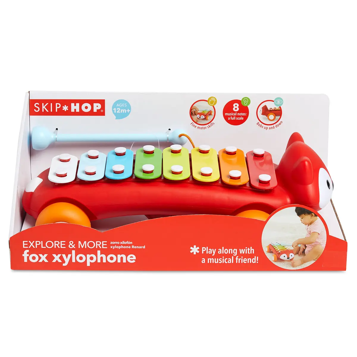 Skip Hop Xylophone Baby Toy, Explore & More, Fox | 8-Color Keys, Develops Fine Motor Skills - view 7
