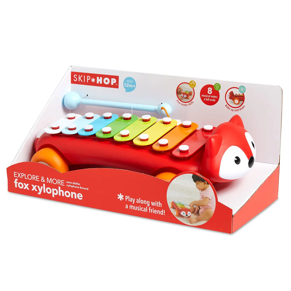 Skip Hop Xylophone Baby Toy, Explore & More, Fox | 8-Color Keys, Develops Fine Motor Skills - view 8